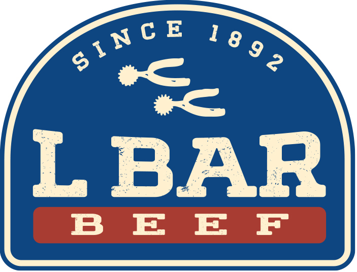 Lorenzo Lasater - LBarBeef Logo of L Bar Beef, established in 1892, featuring vintage design elements including pliers and bold typography. Ideal for promoting quality beef products and heritage in the meat industry.